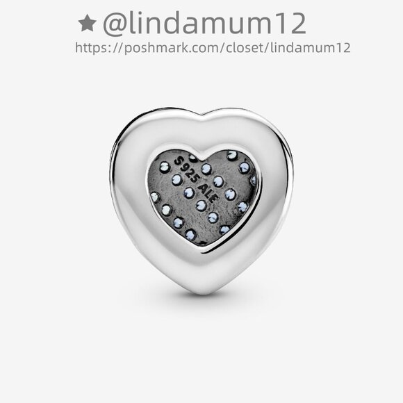 Pandora Blue Pavé Heart Clip Charm - Picture 2 of 4